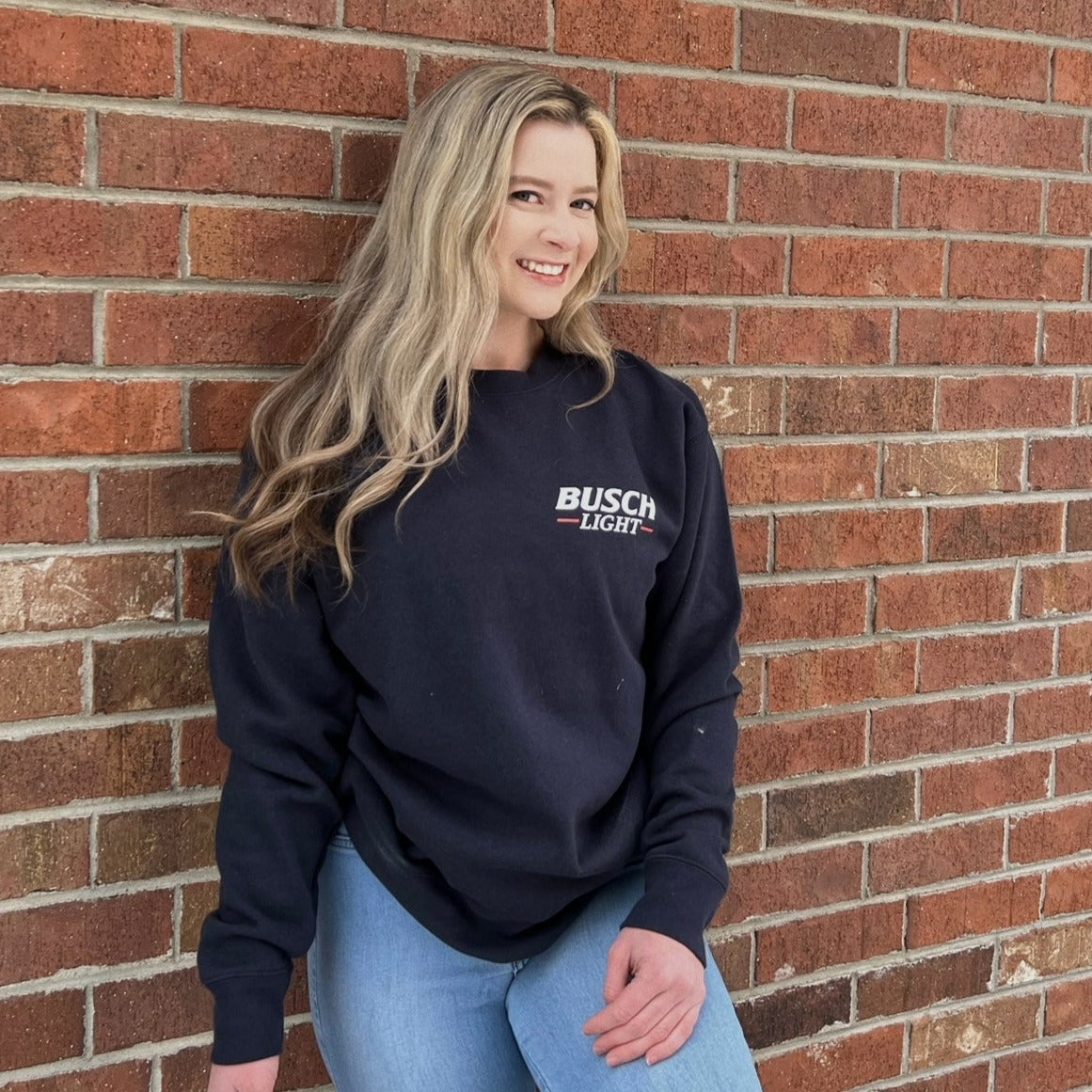 Busch Light Logo Navy Crewneck Sweatshirt