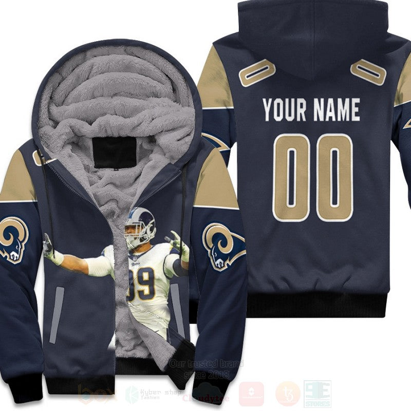 Los Angeles Rams Aaron Donald 99 Nfl Navy Personalized 3D Fleece Hoodie - Hot Sale 2024