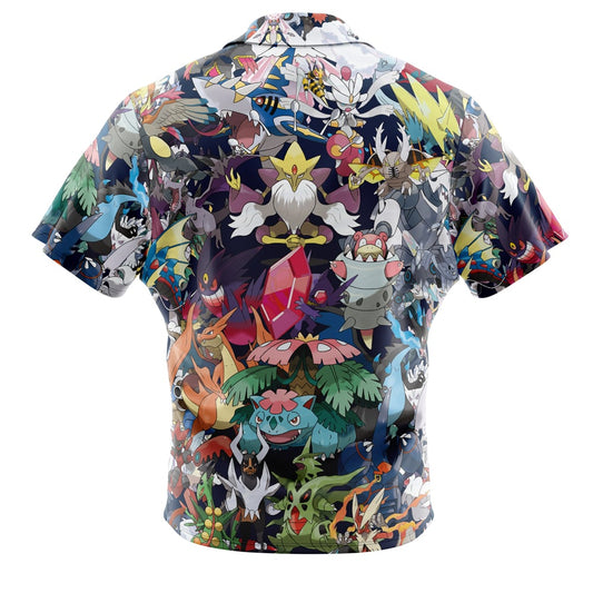 Mega Evolution Pokemon Button Up Hawaiian Shirt