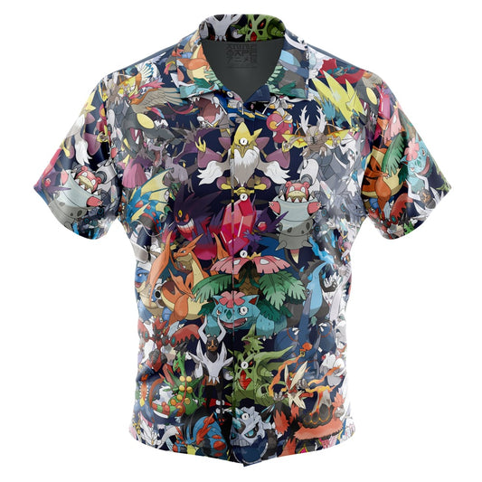 Mega Evolution Pokemon Button Up Hawaiian Shirt