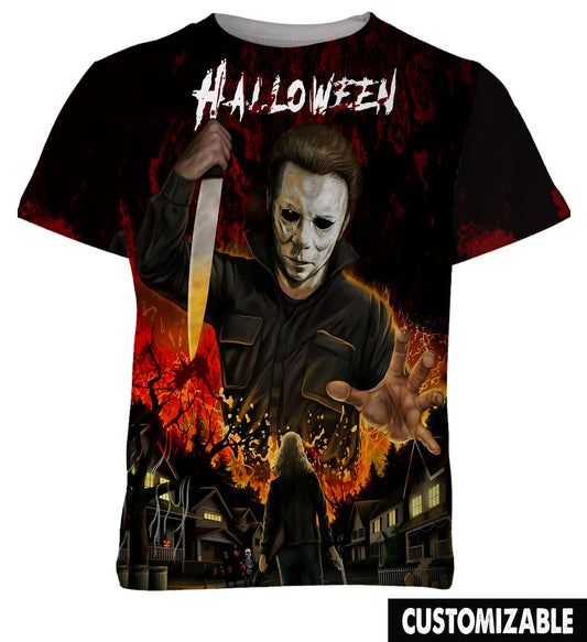 Custom Name Halloween Horror Michael Myers Tshirt Adult And Kid Tshirt