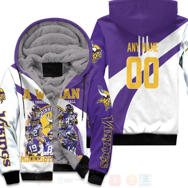 Minesota Vikings Never Underestimate A Woman Loves Viking Nfl Personalized 3D Fleece Hoodie - Hot Sale 2024