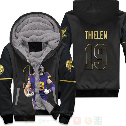 Minnesota Vikings Adam Thielen 19 Nfl Black Golden 3D Fleece Hoodie - Hot Sale 2024