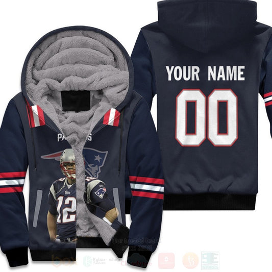 New England Patriots Tom Brady 12 Nfl Navy Personalized 3D Fleece Hoodie - Hot Sale 2024