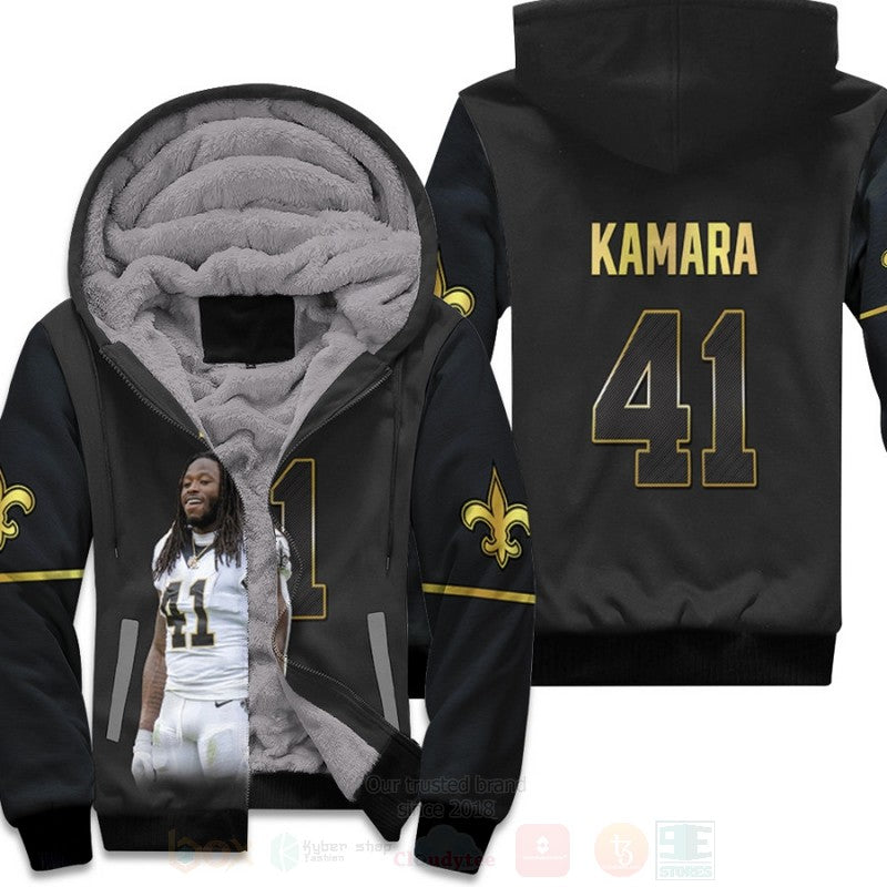 New Orleans Saints Alvin Kamara 41 Nfl Black Golden 3D Fleece Hoodie - Hot Sale 2024