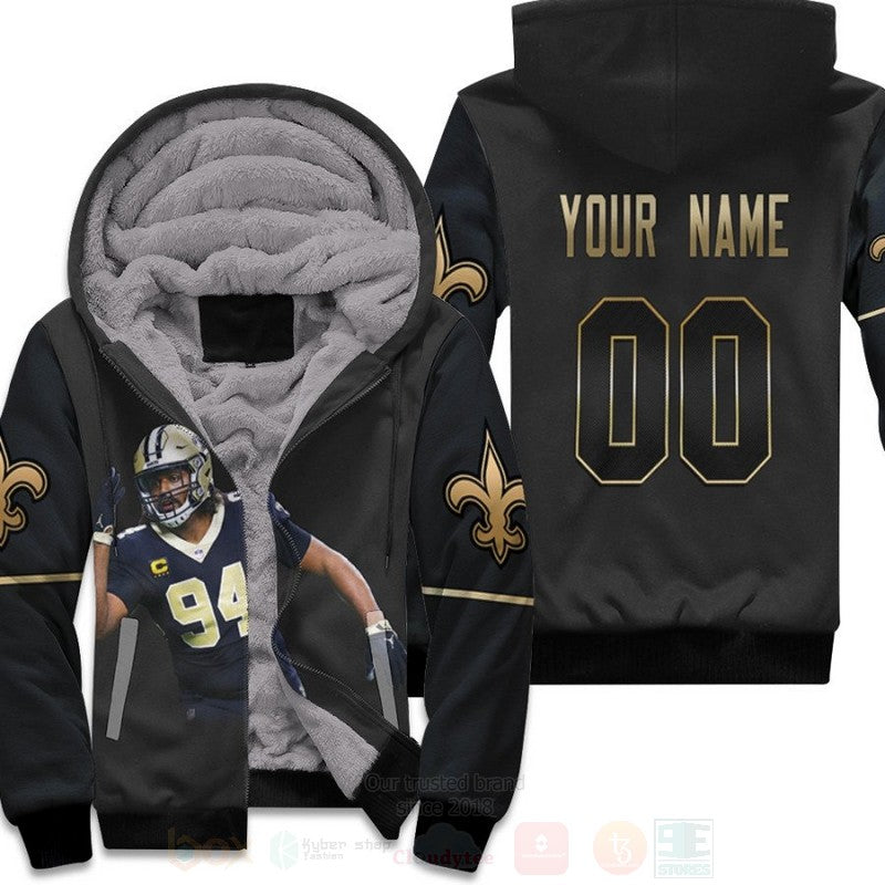 New Orleans Saints Cameron Jordan 94 Nfl Black Golden Personalized 3D Fleece Hoodie - Hot Sale 2024