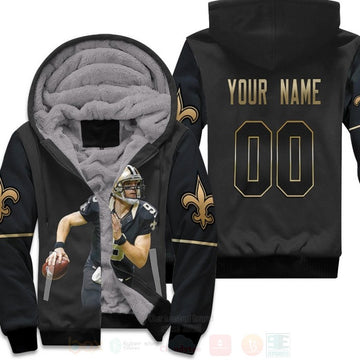 New Orleans Saints Drew Brees 9 Nfl Black Golden Personalized 3D Fleece Hoodie - Hot Sale 2024