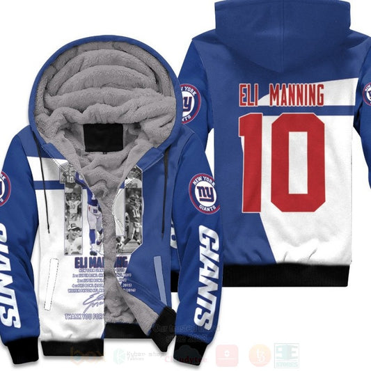 New York Giants Eli Manning 10 Nfl Thank You For The Memories Signed 3D Fleece Hoodie - Hot Sale 2024