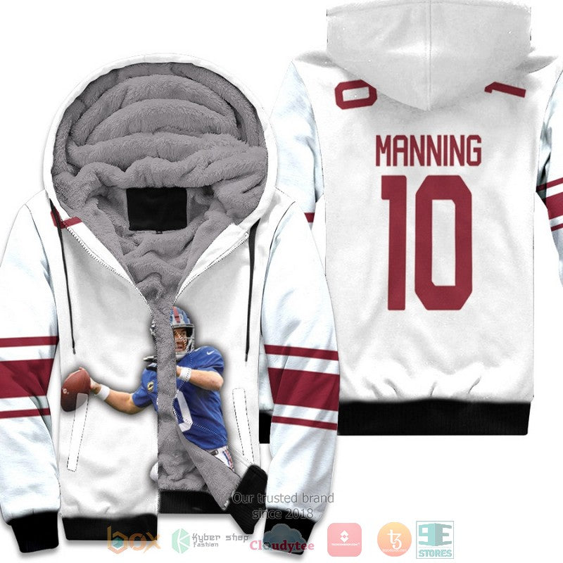 New York Giants Eli Manning 10 Nfl White Fleece Hoodie - Hot Sale 2024