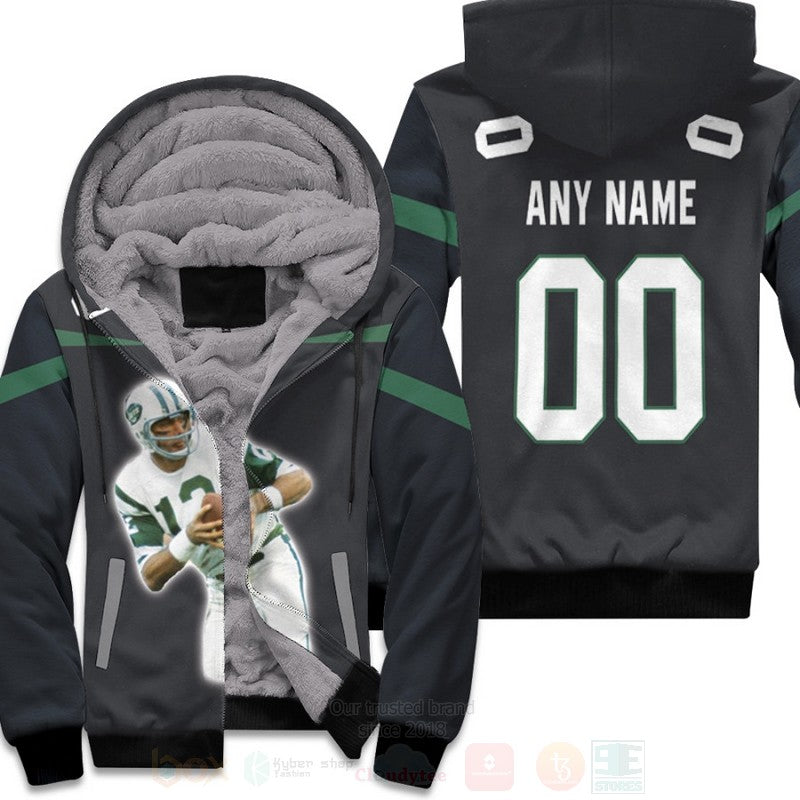 New York Jets Joe Namath 12 Nfl Black 2019 Personalized 3D Fleece Hoodie - Hot Sale 2024