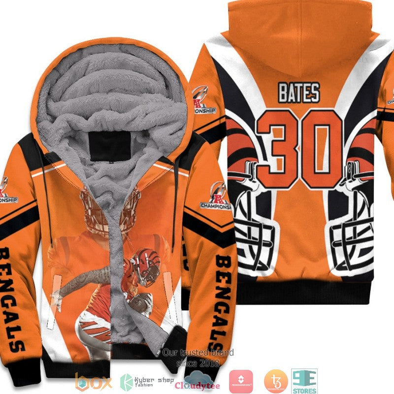 Nfl Cicinnati Bengals Jessie Bates 30 Afc Championship 2022 Orange 3D Fleece Hoodie - Hot Sale 2024