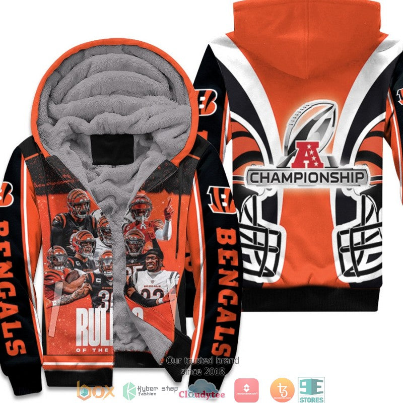 Nfl Cicinnati Bengals Team Great Player Afc Championship 2022 Rulers Of The North Orange 3D Fleece Hoodie - Hot Sale 2024