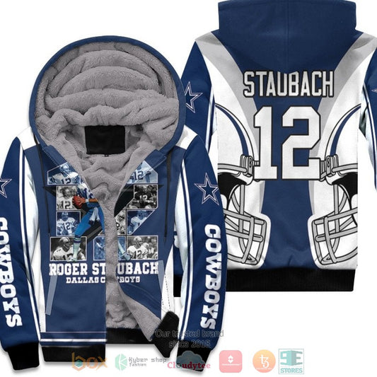 Nfl Dallas Cowboys Roger Staubach 12 Blue Fleece Hoodie - Hot Sale 2024