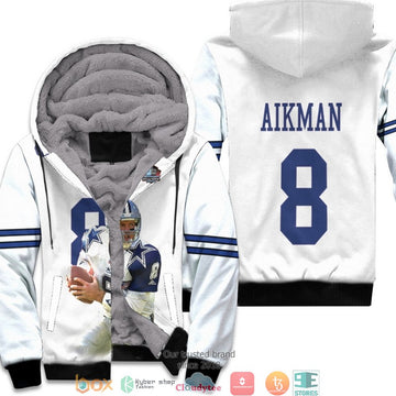 Nfl Dallas Cowboys Troy Aikman 8 Team Retired White 3D Fleece Hoodie - Hot Sale 2024