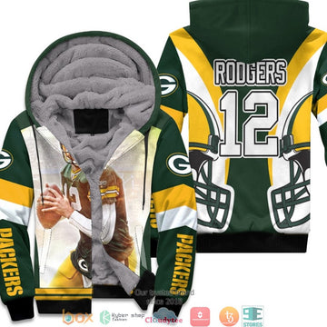 Nfl Green Bay Packers Aaron Rodgers 12 Team Green 3D Fleece Hoodie - Hot Sale 2024