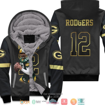 Nfl Green Bay Packers Aaron Rodgers 12 Team Limited Edition Black Golden 3D Fleece Hoodie - Hot Sale 2024