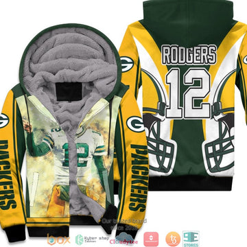 Nfl Green Bay Packers Aaron Rodgers 12 Team Yellow 3D Fleece Hoodie - Hot Sale 2024