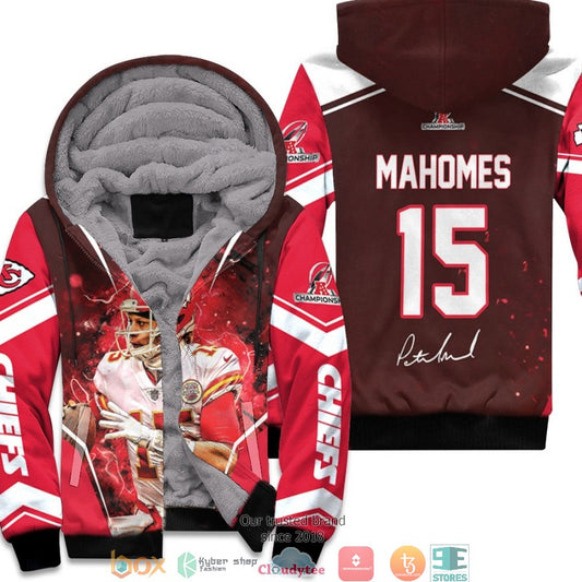 Nfl Kansas City Chiefs Patrick Mahomes 15 Afc Championship 2022 Team Red 3D Fleece Hoodie - Hot Sale 2024