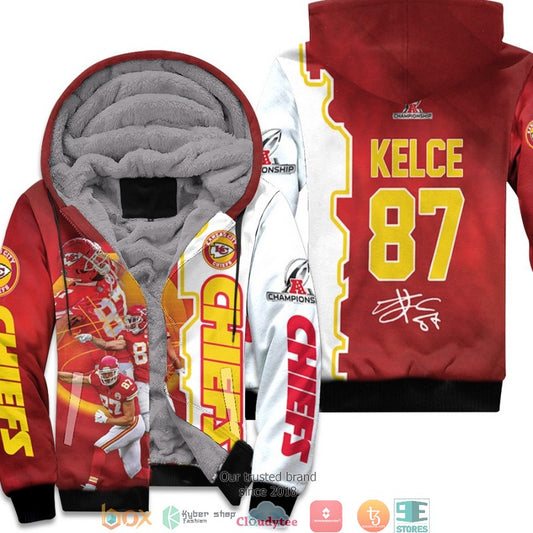 Nfl Kansas City Chiefs Travis Kelce 87 Afc Championship 2022 Red 3D Fleece Hoodie - Hot Sale 2024