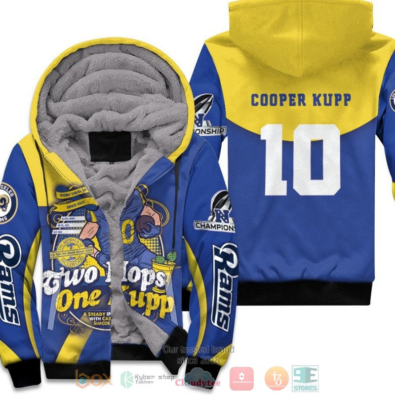 Nfl Los Angeles Rams Cooper Kupp 10 Nfc Championship 2022 Blue Yellow Fleece Hoodie - Hot Sale 2024