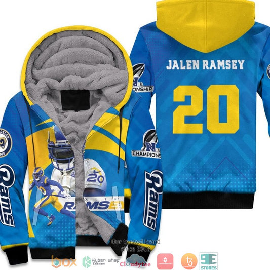 Nfl Los Angeles Rams Jalen Ramsey 20 Nfc Championship 2022 Blue 3D Fleece Hoodie - Hot Sale 2024