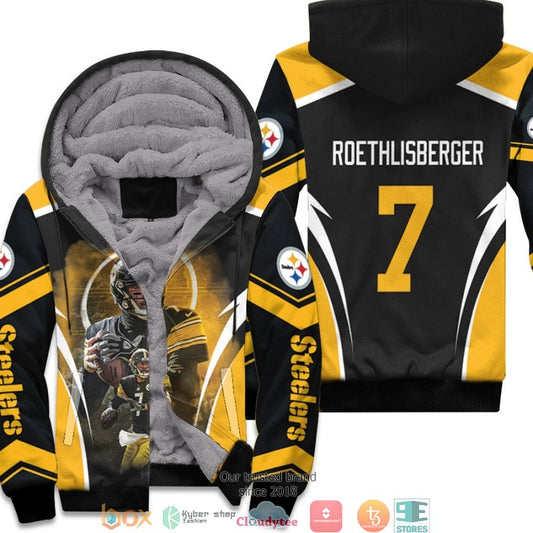 Nfl Pittsburgh Steelers Ben Roethlisberger 7 Team Black 3D Fleece Hoodie - Hot Sale 2024