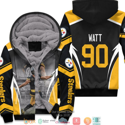 Nfl Pittsburgh Steelers T.J. Watt 90 Black 3D Fleece Hoodie - Hot Sale 2024