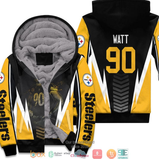 Nfl Pittsburgh Steelers T.J. Watt 90 Team Black 3D Fleece Hoodie - Hot Sale 2024