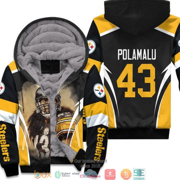 Nfl Pittsburgh Steelers Troy Polamalu 43 Black 3D Fleece Hoodie - Hot Sale 2024