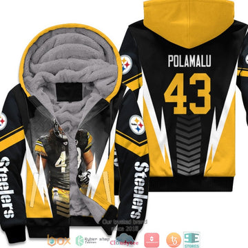 Nfl Pittsburgh Steelers Troy Polamalu 43 Team Black 3D Fleece Hoodie - Hot Sale 2024