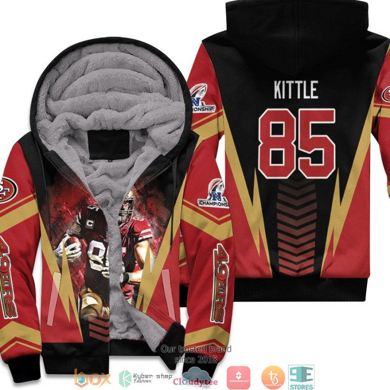 Nfl San Francisco 49Ers George Kittle 85 Team Nfc Championship 2022 Red 3D Fleece Hoodie - Hot Sale 2024