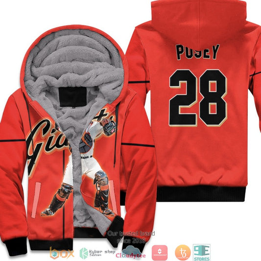 Nfl San Francisco Giants Buster Posey 28 Team Player 2019 Orange 3D Fleece Hoodie - Hot Sale 2024