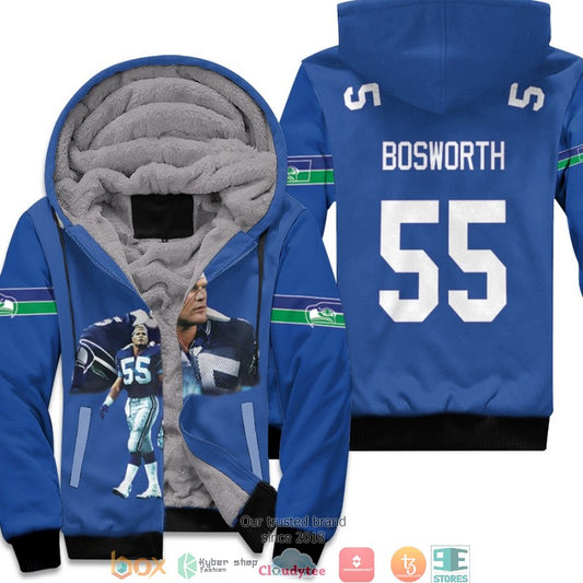 Nfl Seattle Seahawks Brian Bosworth 55 1987 Retired Player Royal Blue 3D Fleece Hoodie - Hot Sale 2024