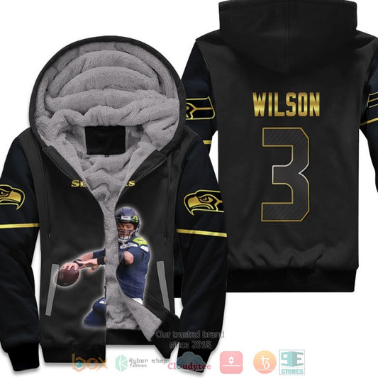 Nfl Seattle Seahawks Russell Wilson 3 Black Fleece Hoodie - Hot Sale 2024