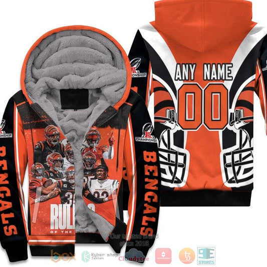 Personalized Nfl Cincinnati Bengals Team Great Player Afc Championship 2022 Orange Custom Fleece Hoodie - Hot Sale 2024