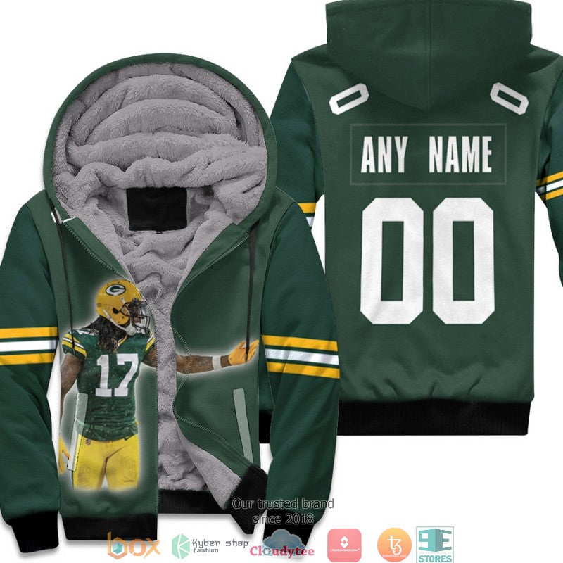 Personalized Nfl Green Bay Packers Davante Adams 17 Team Green 3D Fleece Hoodie - Hot Sale 2024