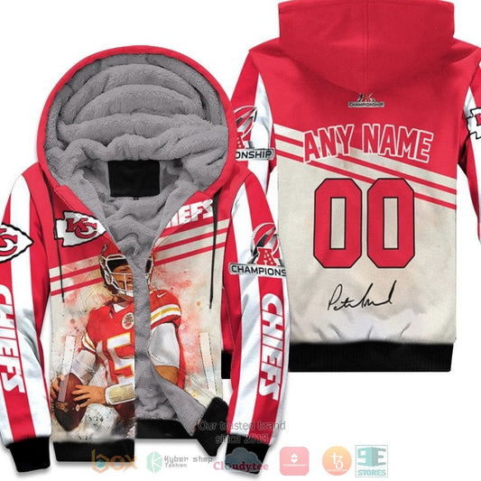 Personalized Nfl Kansas City Chiefs Patrick Mahomes Afc Championship 2022 Red Custom Fleece Hoodie - Hot Sale 2024