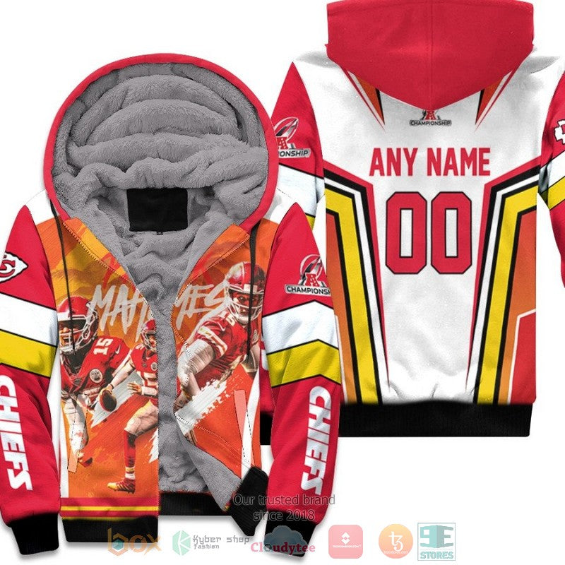 Personalized Nfl Kansas City Chiefs Patrick Mahomes Afc Championship 2022 Red White Custom Fleece Hoodie - Hot Sale 2024