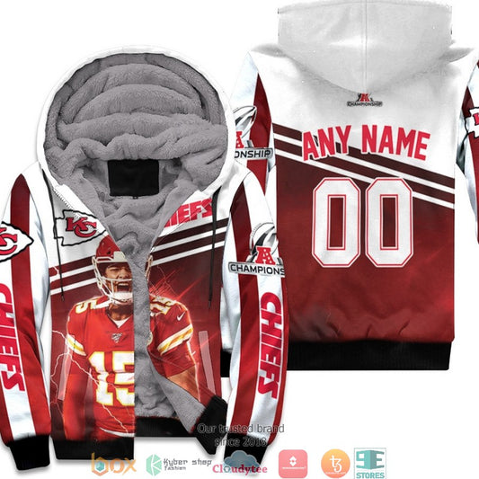 Personalized Nfl Kansas City Chiefs Patrick Mahomes Afc Championship 2022 White 3D Fleece Hoodie - Hot Sale 2024