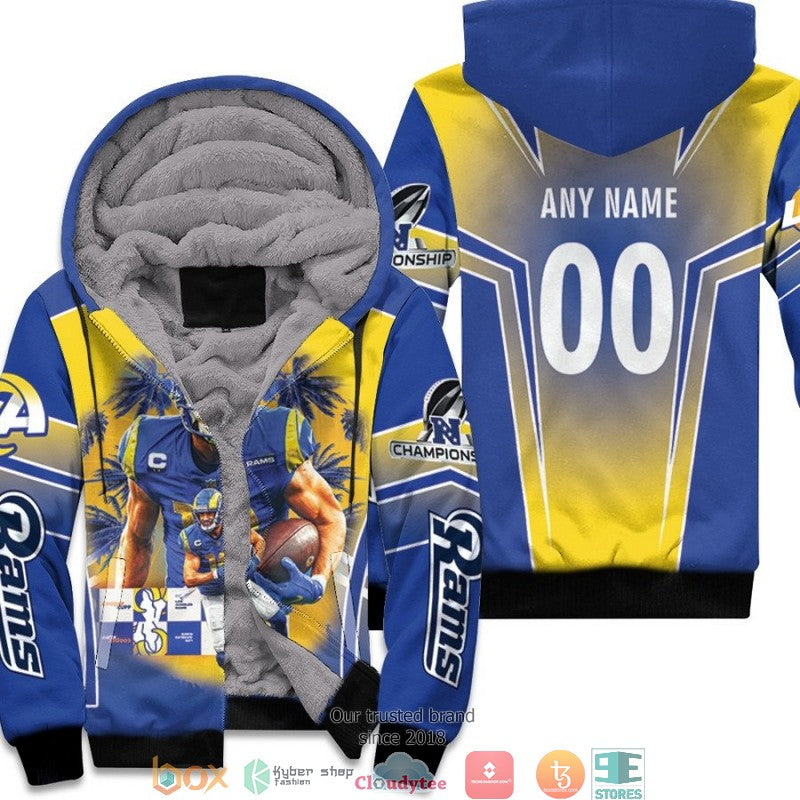 Personalized Nfl Los Angeles Rams Cooper Kupp Nfc Championship 2022 Blue 3D Fleece Hoodie - Hot Sale 2024