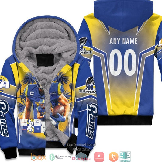 Personalized Nfl Los Angeles Rams Cooper Kupp Nfc Championship 2022 Blue 3D Fleece Hoodie - Hot Sale 2024