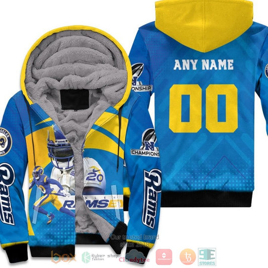 Personalized Nfl Los Angeles Rams Jalen Ramsey Nfc Championship 2022 Blue Custom Fleece Hoodie - Hot Sale 2024