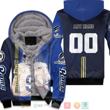 Personalized Nfl Los Angeles Rams Matthew Stafford Nfc Championship 2022 Dark Blue Custom Fleece Hoodie - Hot Sale 2024