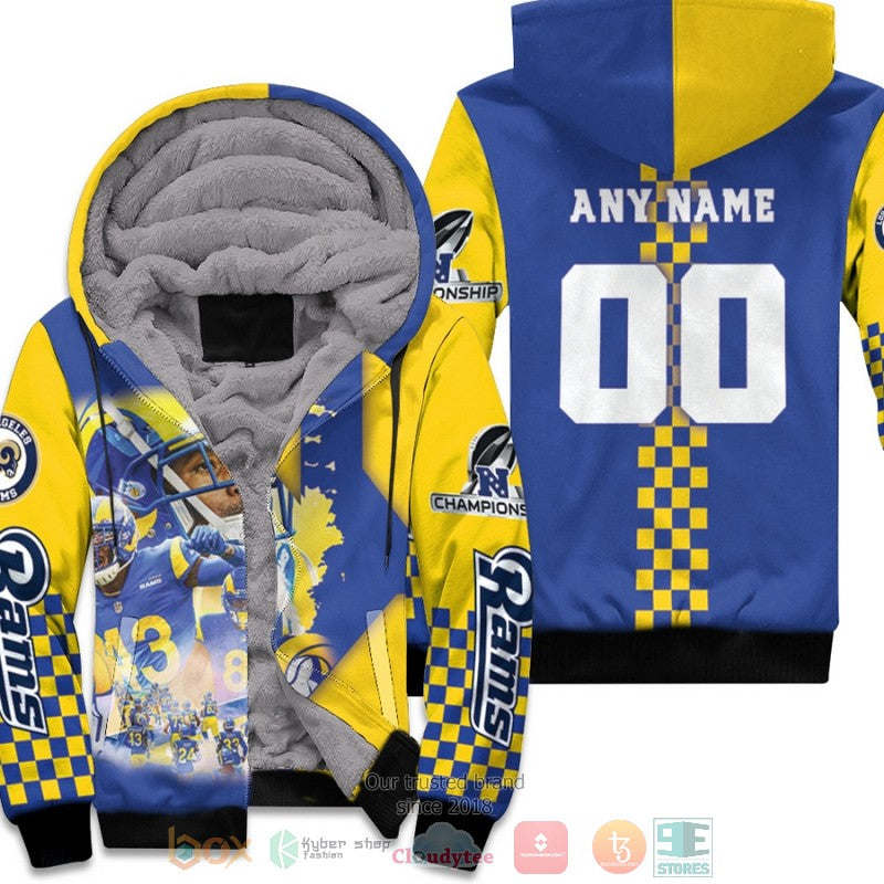 Personalized Nfl Los Angeles Rams Team Great Players Nfc Championship 2022 Yellow Custom Fleece Hoodie - Hot Sale 2024