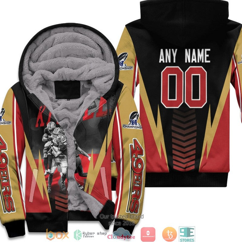 Personalized Nfl San Francisco 49Ers George Kittle Nfc Championship 2022 Black 3D Fleece Hoodie - Hot Sale 2024