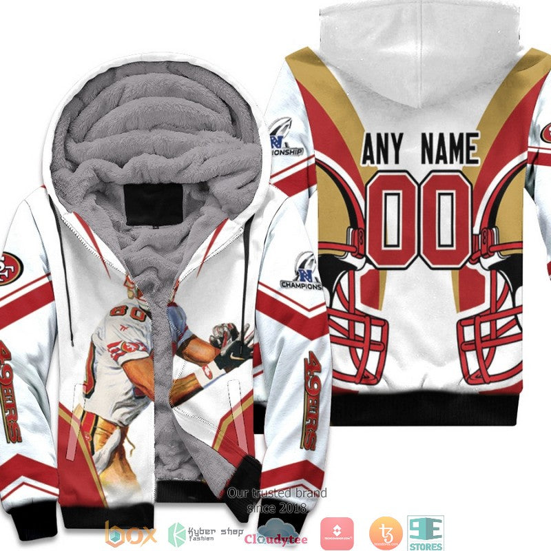 Personalized Nfl San Francisco 49Ers Jerry Rice Nfc Championship 2022 White 3D Fleece Hoodie - Hot Sale 2024