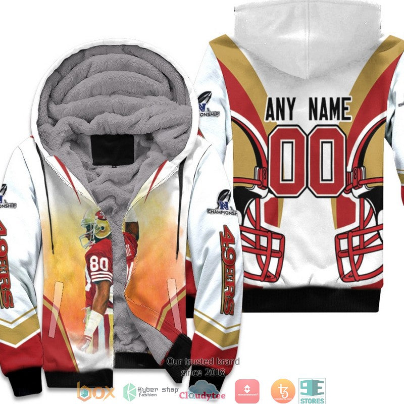 Personalized Nfl San Francisco 49Ers Jerry Rice Team Nfc Championship White 3D Fleece Hoodie - Hot Sale 2024