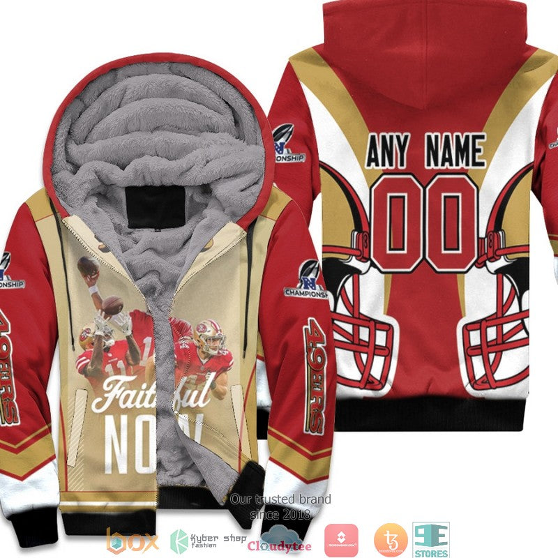 Personalized Nfl San Francisco 49Ers Team Great Players Nfc Championship 2022 Faithful 3D Fleece Hoodie - Hot Sale 2024