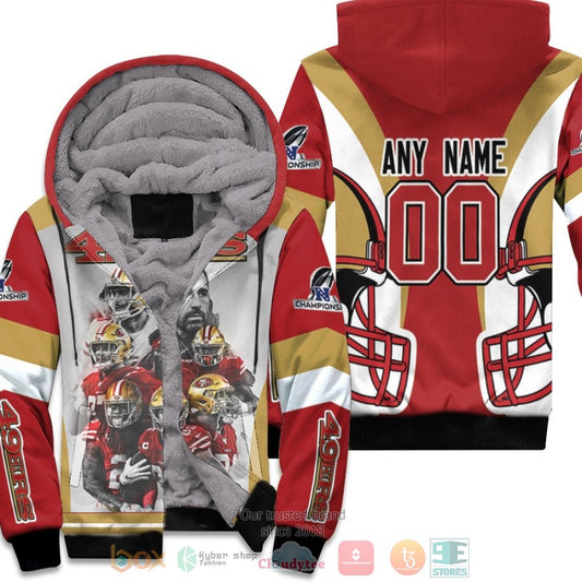 Personalized Nfl San Francisco 49Ers Team Great Players Nfc Championship 2022 Red Custom Fleece Hoodie - Hot Sale 2024