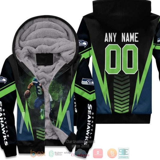 Personalized Nfl Seattle Seahawks Russell Wilson Black Custom Fleece Hoodie - Hot Sale 2024